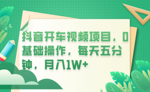 抖音开车视频项目,0基础操作,每天五分钟,月入1W-墨痕微课