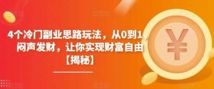 4个冷门副业思路玩法，从0到1，闷声发财，让你实现财富自由【揭秘】-墨痕微课