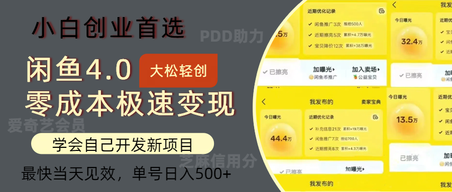 闲鱼0成本极速变现项目，多种变现方式，单号日入500+最新玩法-墨痕微课