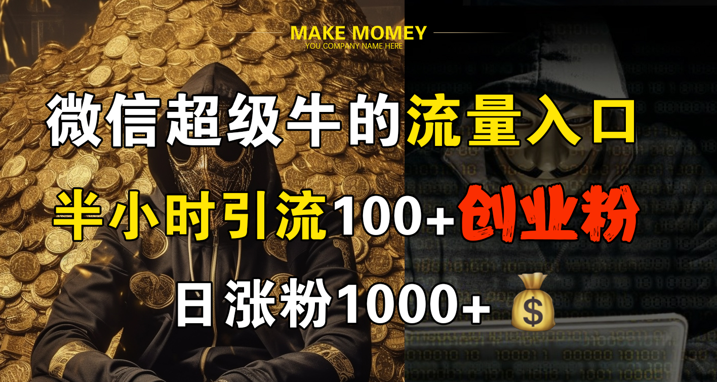 微信超级牛的流量入口,半小时引流100+创业粉,日涨粉1000+-墨痕微课