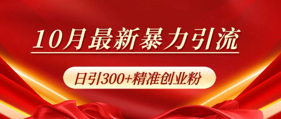 10月最新暴力引流,日引300+精准创业粉-墨痕微课