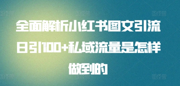 暴力引流 小红书图文引流日引100私域全面拆解【打粉人必看】-墨痕微课