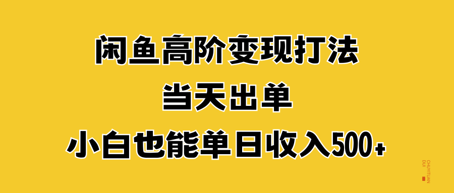 闲鱼高阶变现打法，当天出单，小白也能单日收入500+-墨痕微课