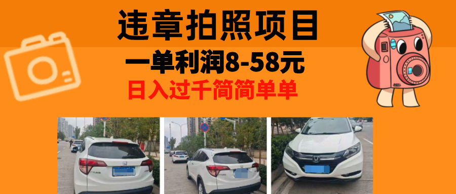 最强副业违章拍照,一单利润8-58元,全国大小城市都可做-墨痕微课