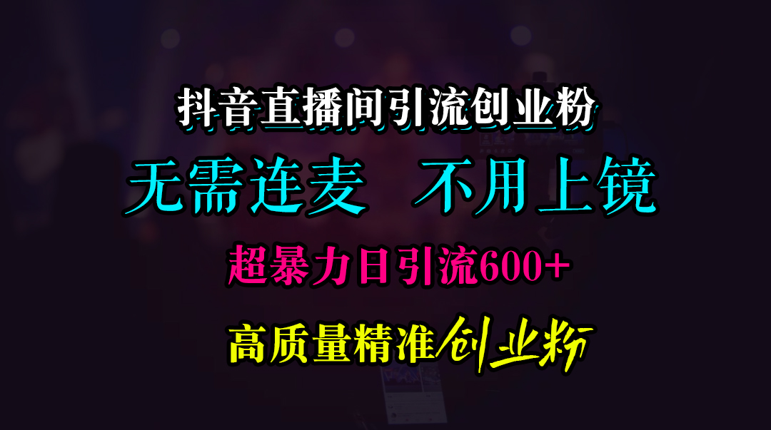 抖音直播间引流创业粉,无需连麦、无需上镜,超暴力日引流600+高质量精准创业粉-墨痕微课