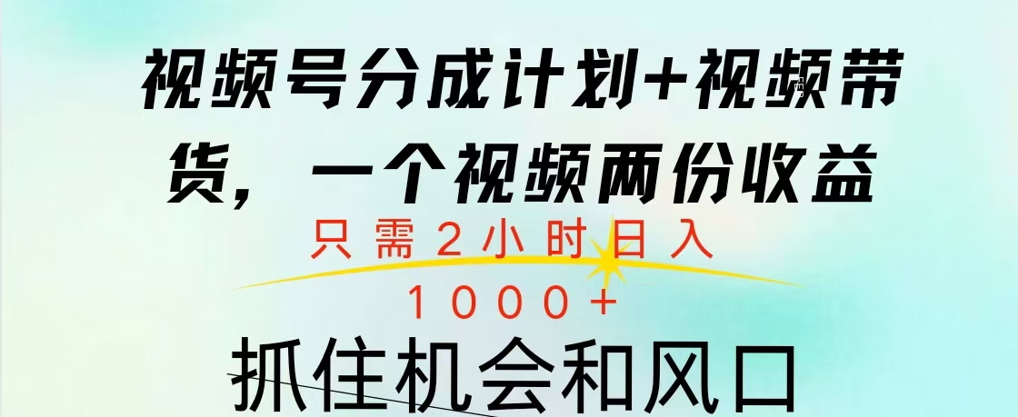 视频号橱窗带货, 10分钟一个视频, 2份收益,日入1000+-墨痕微课
