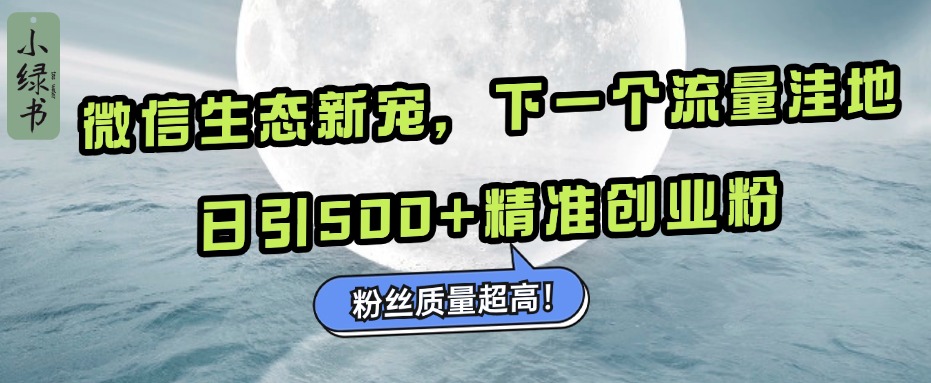 微信生态新宠小绿书:下一个流量洼地,粉丝质量超高,日引500+精准创业粉,-墨痕微课