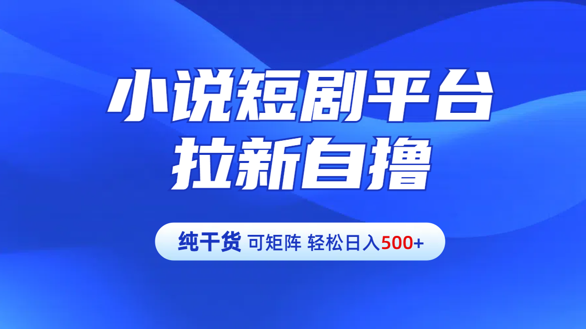 【纯干货】小说短剧平台拉新自撸玩法详解-单人轻松日入500+-墨痕微课