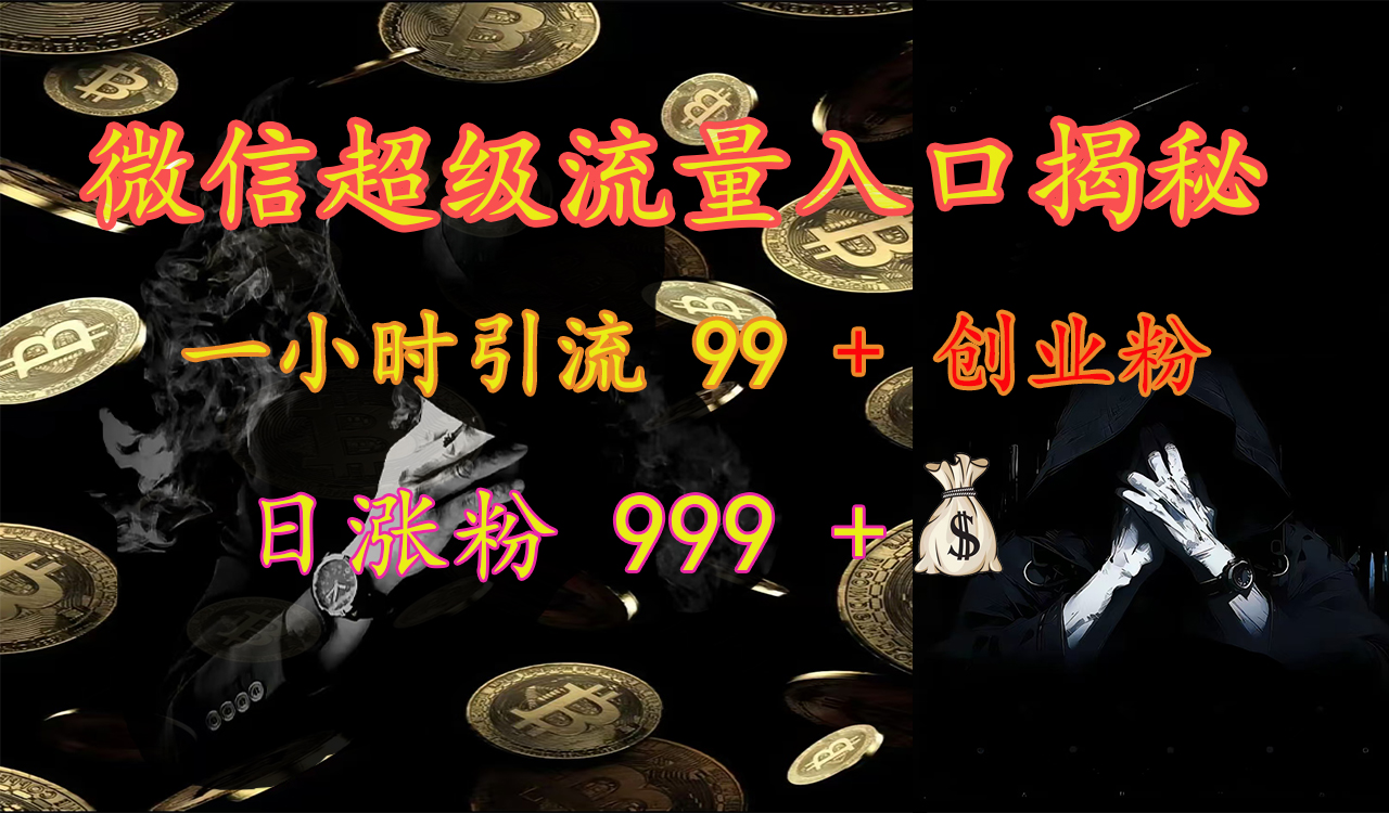 微信超级流量入口揭秘:一小时引流 99 + 创业粉,日涨粉 999 +【揭秘】-墨痕微课