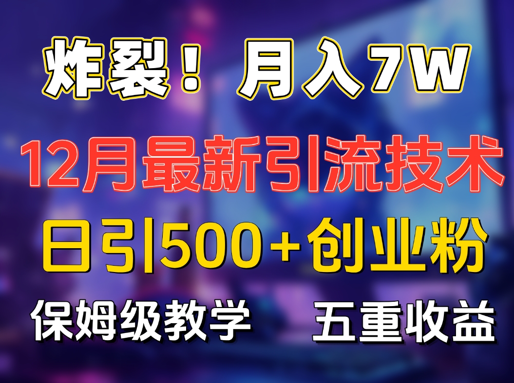 炸裂!月入7W+揭秘12月最新日引流500+精准创业粉,多重收益保姆级教学-墨痕微课