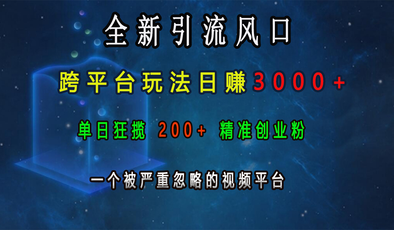 全新引流风口,跨平台玩法日赚3000+,单日狂揽200+精准创业粉,一个被严重忽略的视频平台-墨痕微课