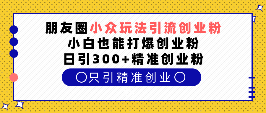 朋友圈小众玩法引流创业粉,小白也能打爆创业粉,日引300+精准创业粉-墨痕微课