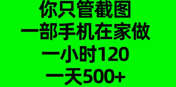 你只管截图，一部手机在家做，一小时120，一天500+-墨痕微课
