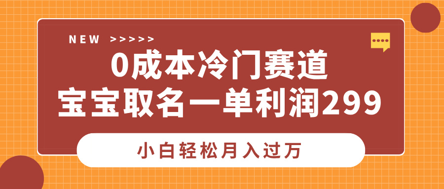 0成本冷门赛道,宝宝取名一单利润299,小白轻松月入过万-墨痕微课