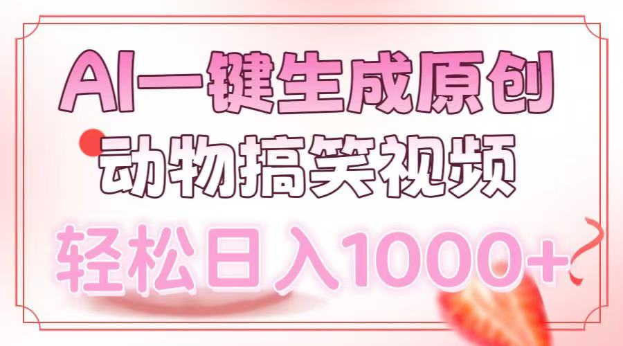 AI一键生成原创动物搞笑视频，轻松日入1000+-墨痕微课