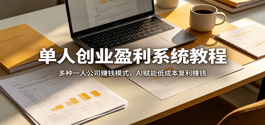单人创业盈利系统教程：多种一人公司赚钱模式，AI赋能低成本复利赚钱-墨痕微课