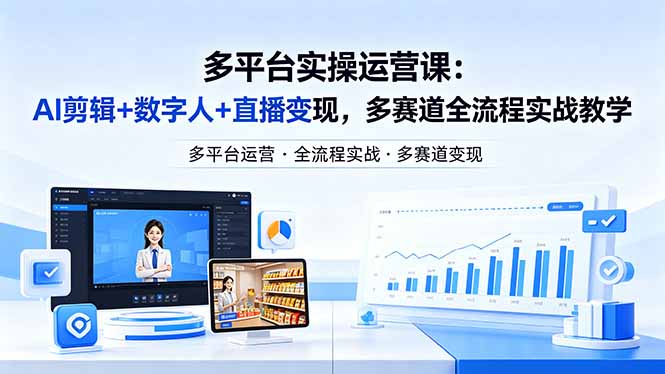某团队多平台实操运营课-更新26年4月29：AI剪辑+数字人+直播变现，多赛道全流程实战教学-墨痕微课