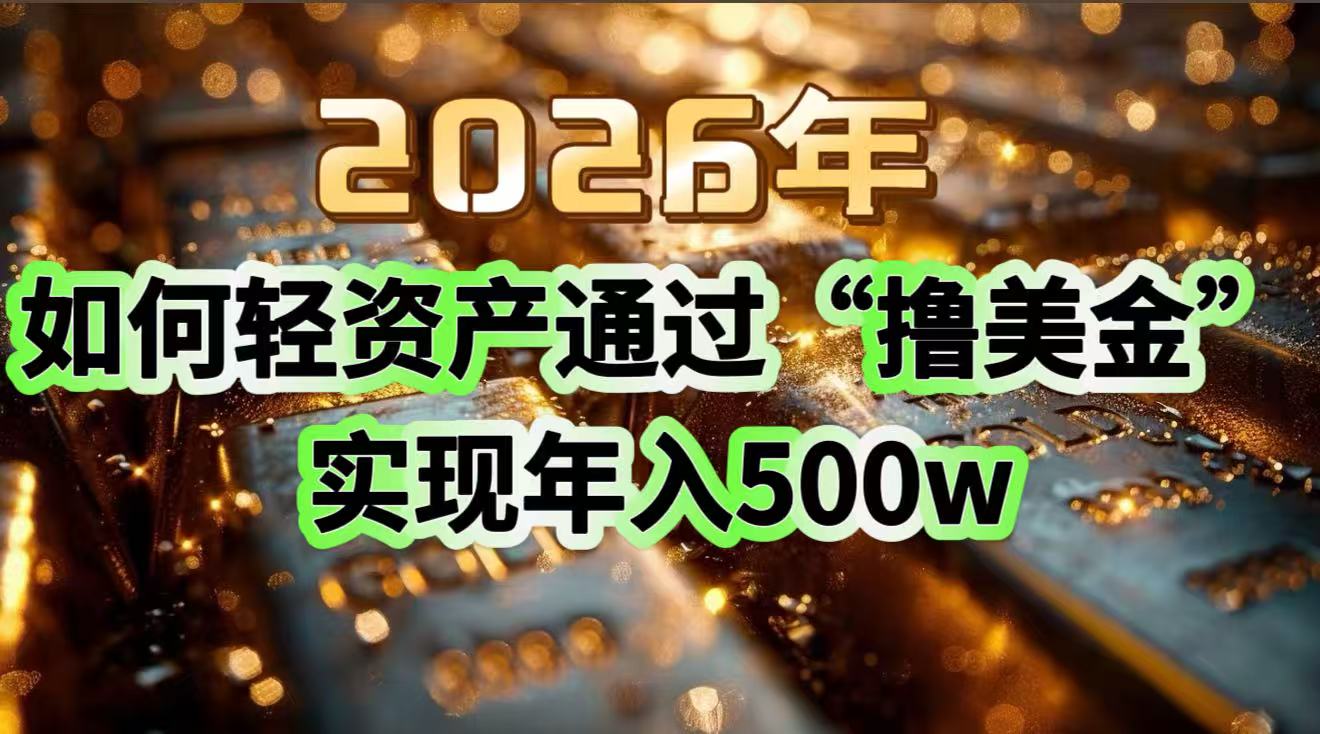 2026年如何轻资产通过“撸美金”实现年入500w-墨痕微课