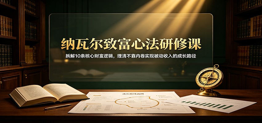 纳瓦尔致富心法研修课：拆解10条核心财富逻辑，理清不靠内卷实现被动收入的成长路径-墨痕微课