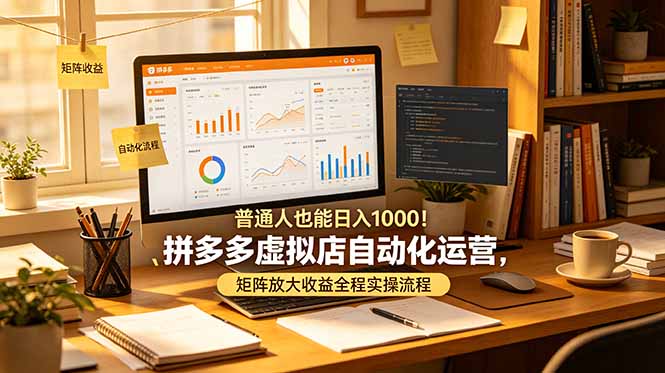 普通人也能日入 1000！拼多多虚拟店自动化运营，矩阵放大收益全程实操流程-墨痕微课
