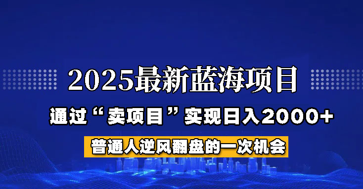2025年蓝海项目，如何通过“网创项目”日入2000+-墨痕微课