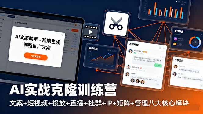 AI实战克隆训练营:文案+短视频+投放+直播+社群+IP+矩阵+管理八大核心模块-墨痕微课