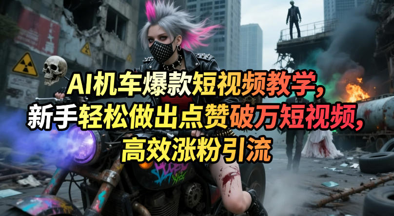 AI机车爆款短视频教学，新手轻松做出点赞破万短视频，高效涨粉引流-墨痕微课