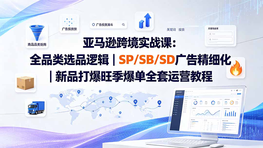 亚马逊跨境实战课-更新:全品类选品逻辑|SP/SB/SD广告精细化|新品打爆旺季爆单全套运营教程-墨痕微课