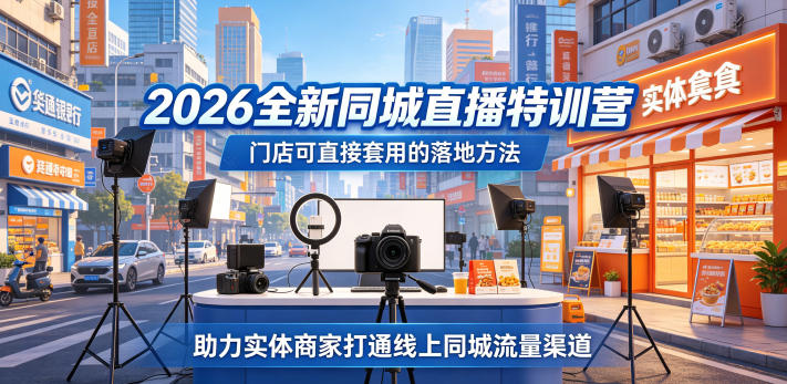 2026全新同城直播特训营，门店可直接套用的落地方法，助力实体商家打通线上同城流量渠道-墨痕微课