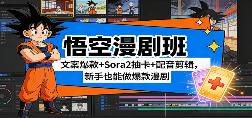 悟空漫剧班：文案爆款+Sora2抽卡+配音剪辑，新手也能做爆款漫剧-墨痕微课