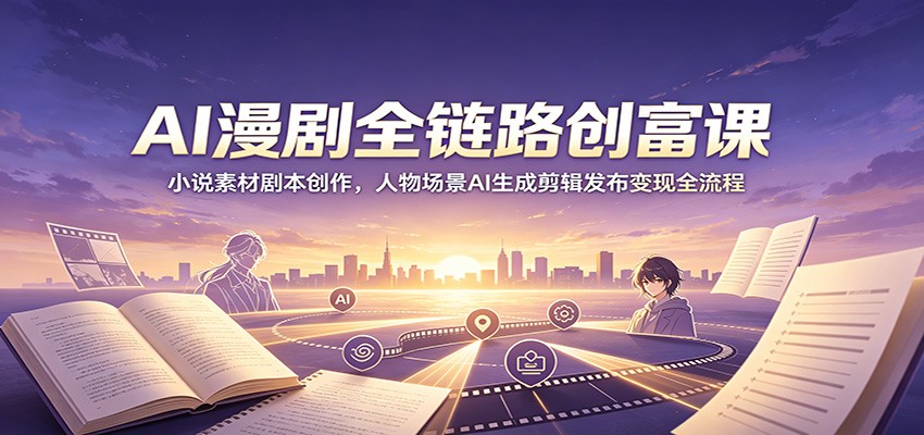 AI漫剧全链路创富课：小说素材剧本创作，人物场景AI生成剪辑发布变现全流程-墨痕微课