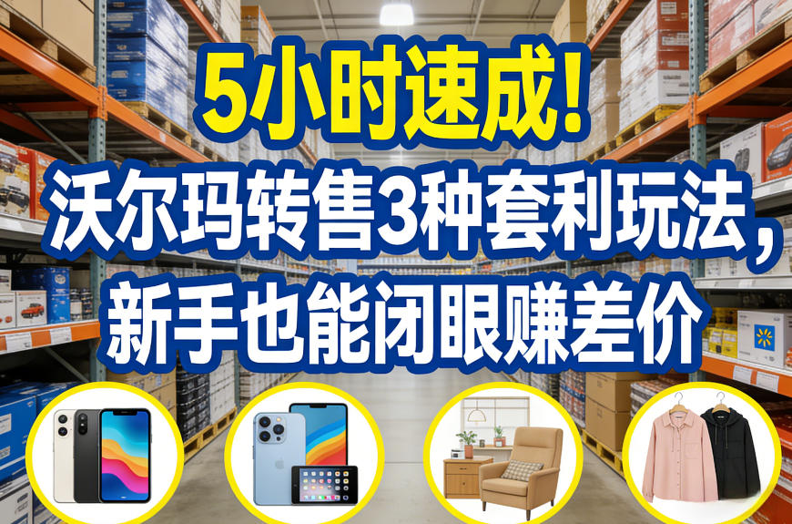 5小时速成！沃尔玛转售3种套利玩法，新手也能闭眼賺差价-墨痕微课
