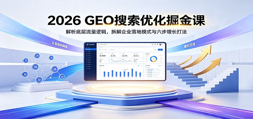 2026 GEO搜索优化掘金课:解析底层流量逻辑,拆解企业落地模式与六步增长打法-墨痕微课