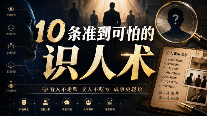 付费文章:10条准到可怕的识人术-墨痕微课