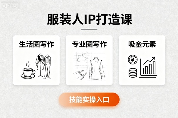 服装人IP打造课,文案创富+生活圈写作+专业圈写作+服装人专属+吸金元素+技能实操-墨痕微课