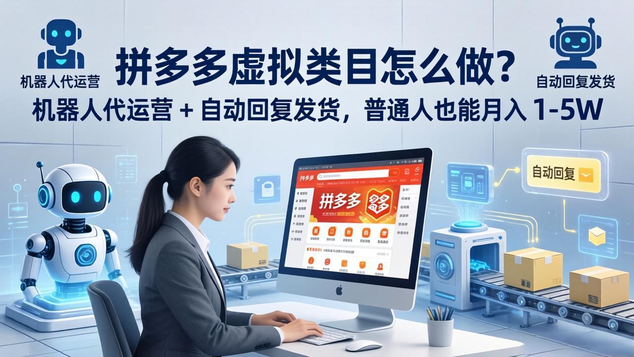 拼多多虚拟类目怎么做？机器人代运营 + 自动回复发货，普通人也能月入 1-5W-墨痕微课