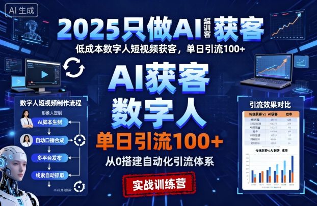 2025只做AI获客,AI超级获客实训营,低成本数字人短视频获客,单日引流100+-墨痕微课
