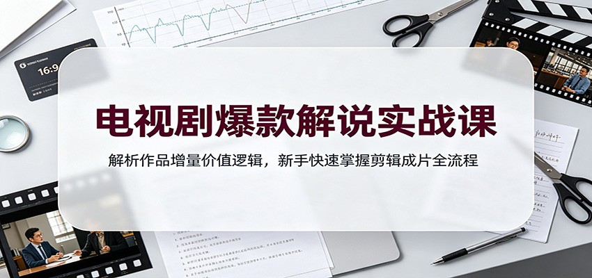 电视剧爆款解说实战课:解析作品增量价值逻辑,新手快速掌握剪辑成片全流程-墨痕微课