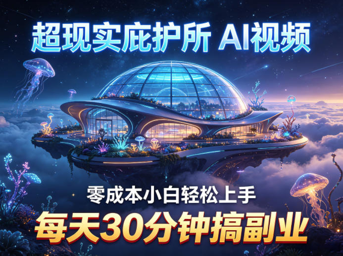 超现实庇护所AI视频项目拆解，零成本小白轻松上手，每天30分钟搞副业-墨痕微课