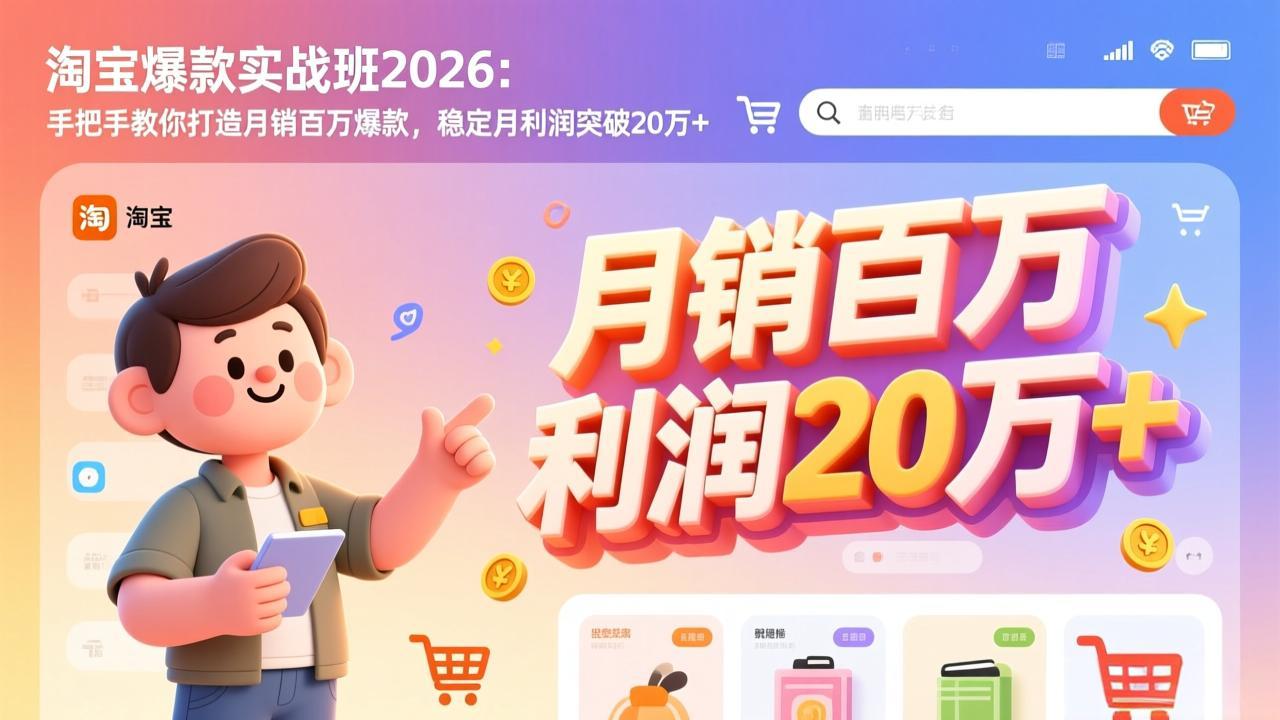 淘宝爆款实战班-2026年2月更新:手把手教你打造月销百万爆款,稳定月利润突破20万+-墨痕微课