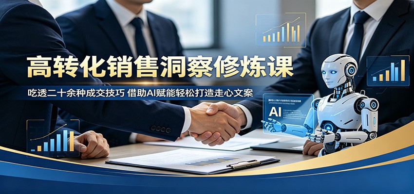 高转化销售洞察修炼课:吃透二十余种成交技巧,借助AI赋能轻松打造走心文案-墨痕微课