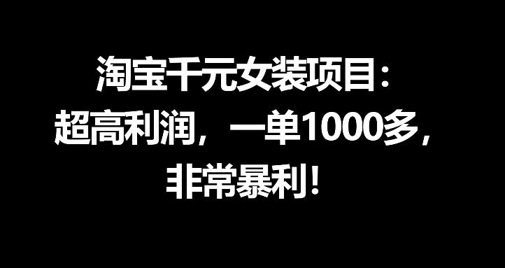 淘宝千元女装项目：超高利润，一单1000多，非常暴利-墨痕微课