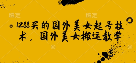 1288买的国外美女起号技术,国外美女搬运教学-墨痕微课