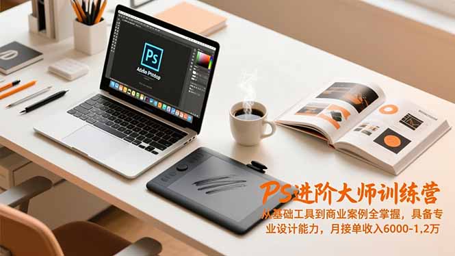 PS进阶大师训练营,从基础工具到商业案例全掌握,具备专业设计能力,月接单收入6000-1.2万-墨痕微课