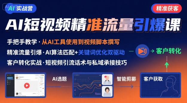 AI+短视频引爆精准客户实战营,手把手教你引爆Ai短视频精准流量-墨痕微课