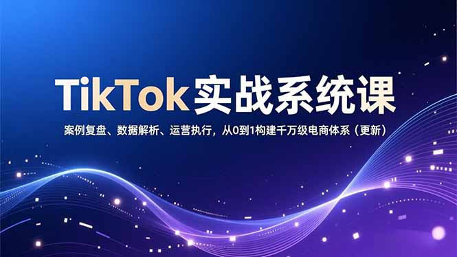 TikTok实战系统课，案例复盘、数据解析、运营执行，从0到1构建千万级电商体系(更新-墨痕微课