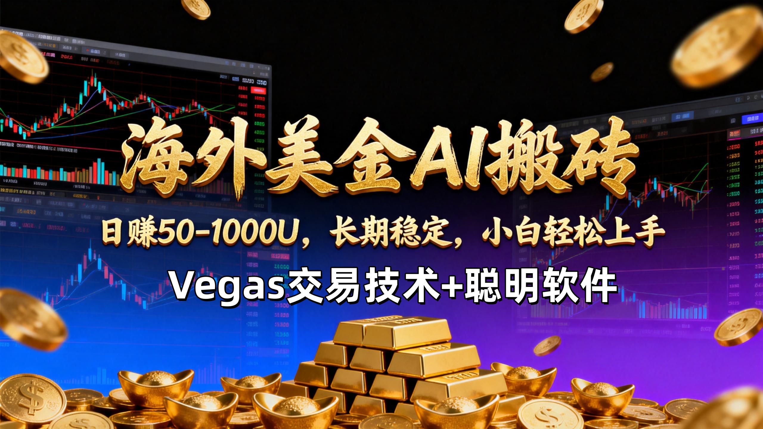【海外美金AI搬砖】Vegas交易技术+聪明软件,日赚50-1000U,长期稳定,小白轻松上手。-墨痕微课