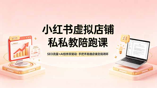 小红书虚拟店铺私教陪跑课，SEO流量+AI创作双驱动，手把手跑通店铺变现闭环-墨痕微课