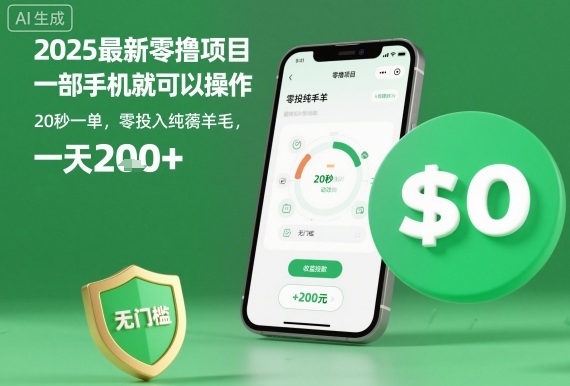 2025最新零撸项目,一部手机就可以操作,20秒一单,零投入纯薅羊毛,无门槛,一天200+【揭秘】-墨痕微课
