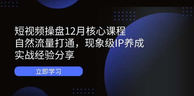 短视频操盘12月核心课程:自然流量打通,现象级IP养成,实战经验分享-墨痕微课